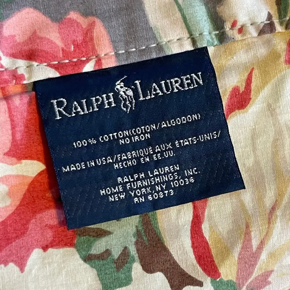 RALPH LAUREN Vintage Floral Queen Flat Sheet & Matching Window Valance